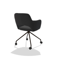 Dining Chair Jolly 6517 in Leather B500 (black), espresso legs, back angled view