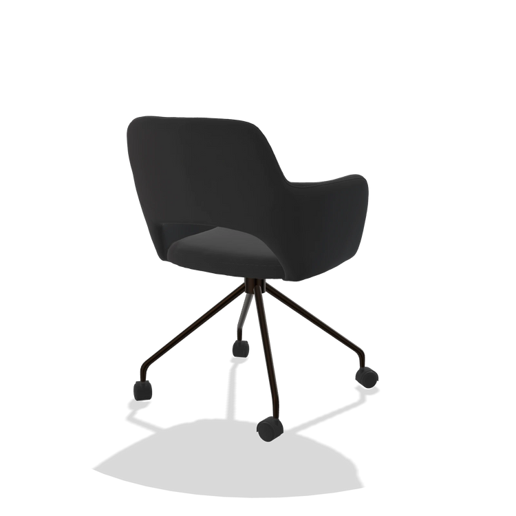 Dining Chair Jolly 6517 in Leather B500 (black), espresso legs, back angled view