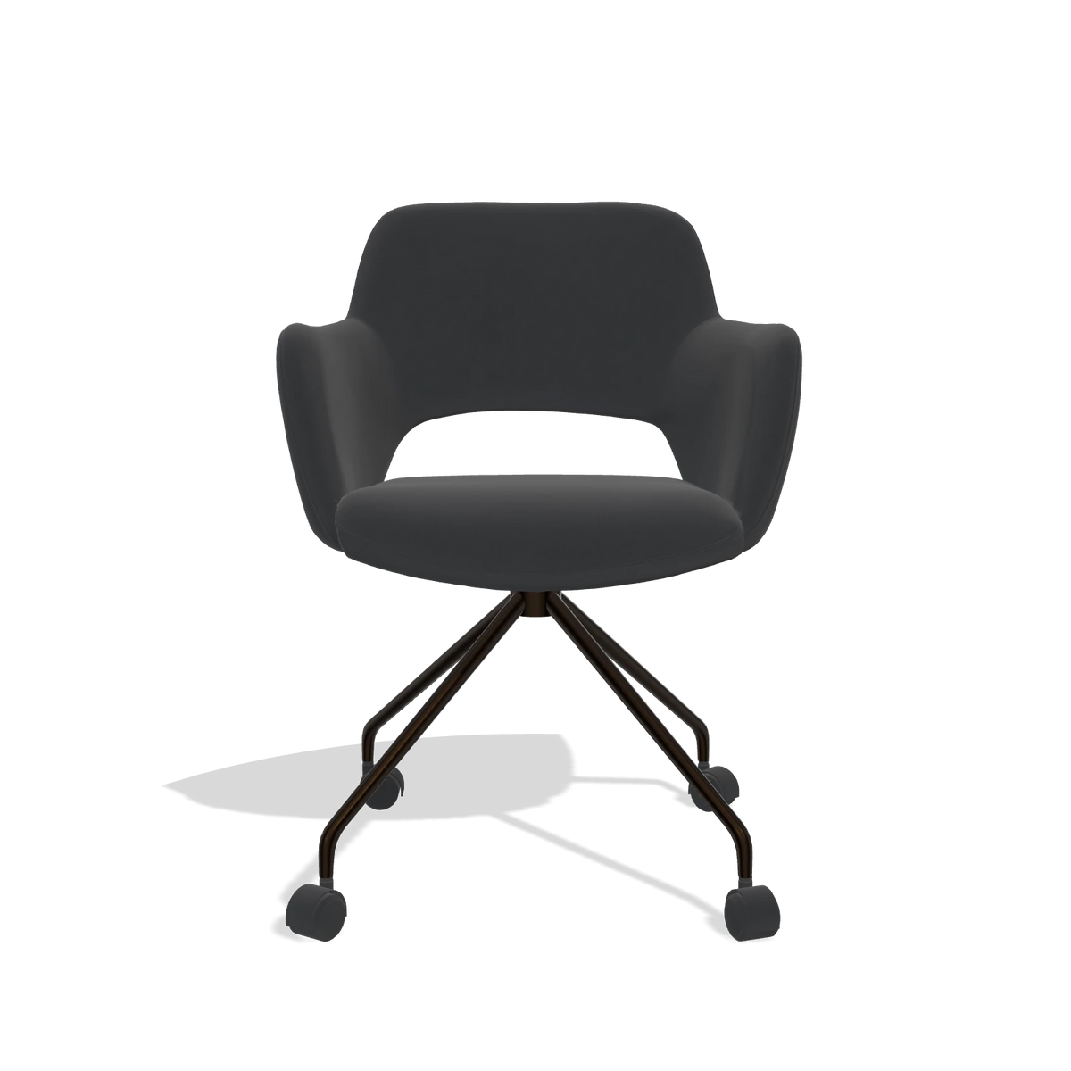 Dining Chair Jolly 6517 in Leather B500 (black), espresso legs, front view