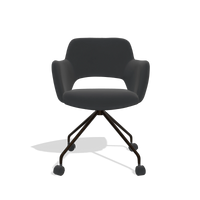 Dining Chair Jolly 6517 in Leather B500 (black), espresso legs, front view