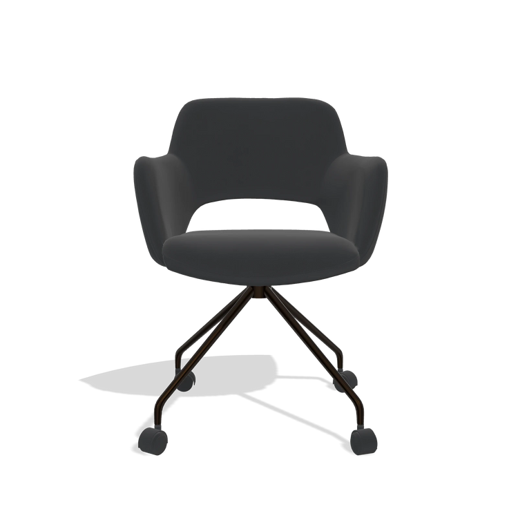 Dining Chair Jolly 6517 in Leather B500 (black), espresso legs, front view