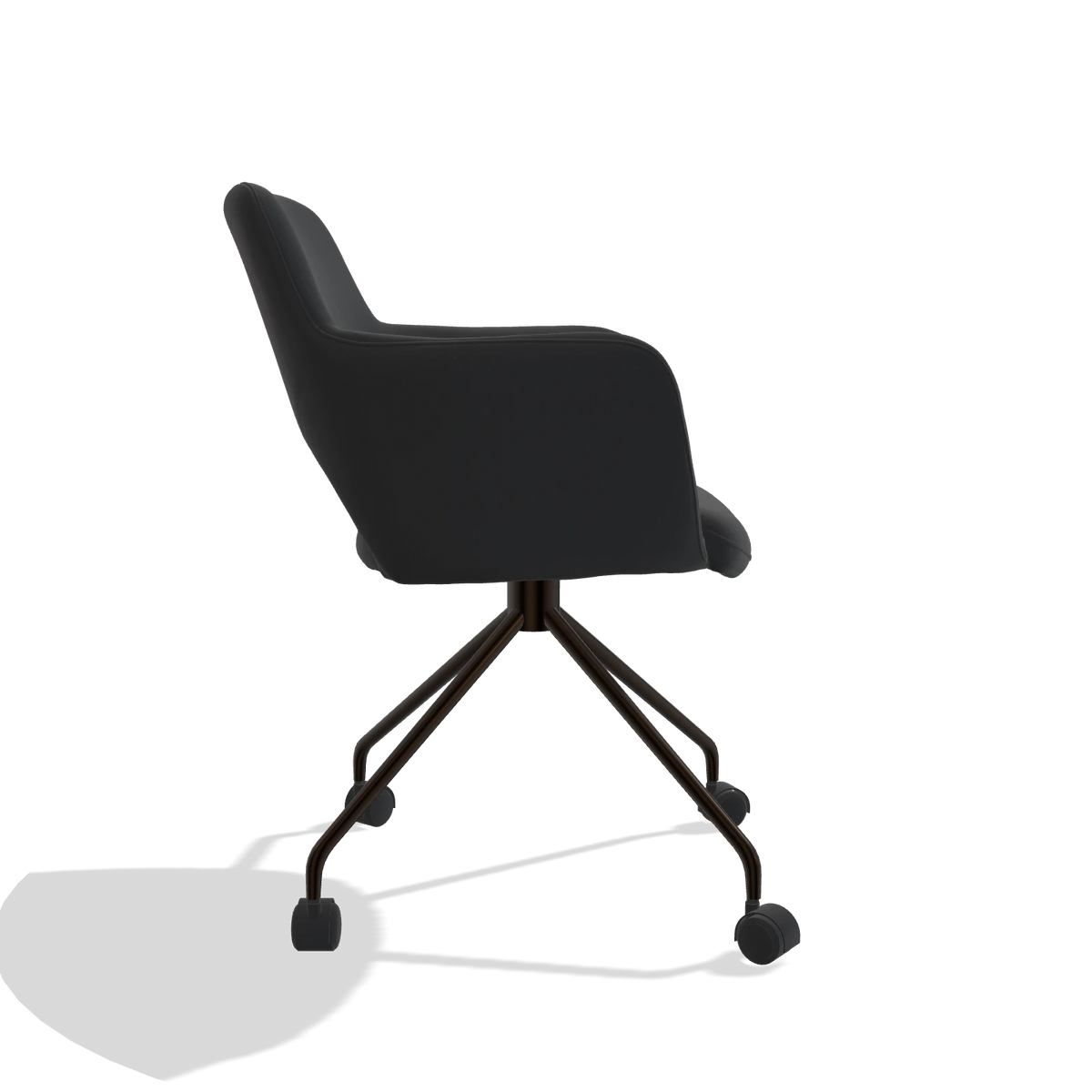 Dining Chair Jolly 6517 in Leather B500 (black), espresso legs, side view