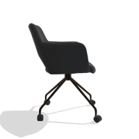 Dining Chair Jolly 6517 in Leather B500 (black), espresso legs, side view
