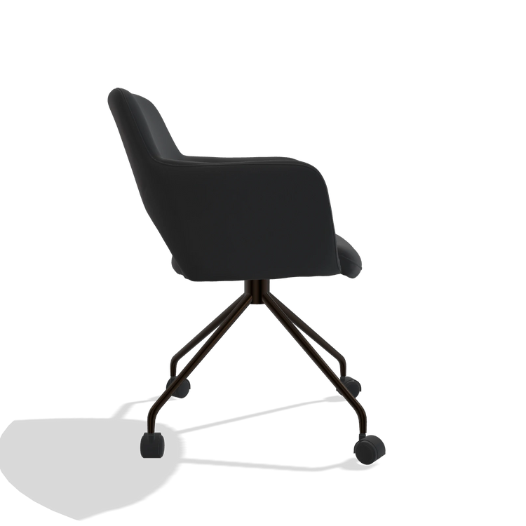Dining Chair Jolly 6517 in Leather B500 (black), espresso legs, side view