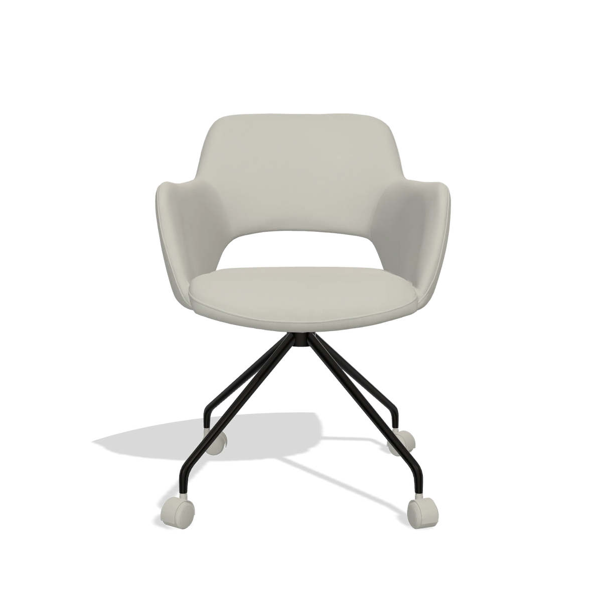 Dining Chair Jolly 6517 in Leather B506 (light grey), black legs, front view