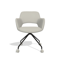 Dining Chair Jolly 6517 in Leather B506 (light grey), black legs, front view