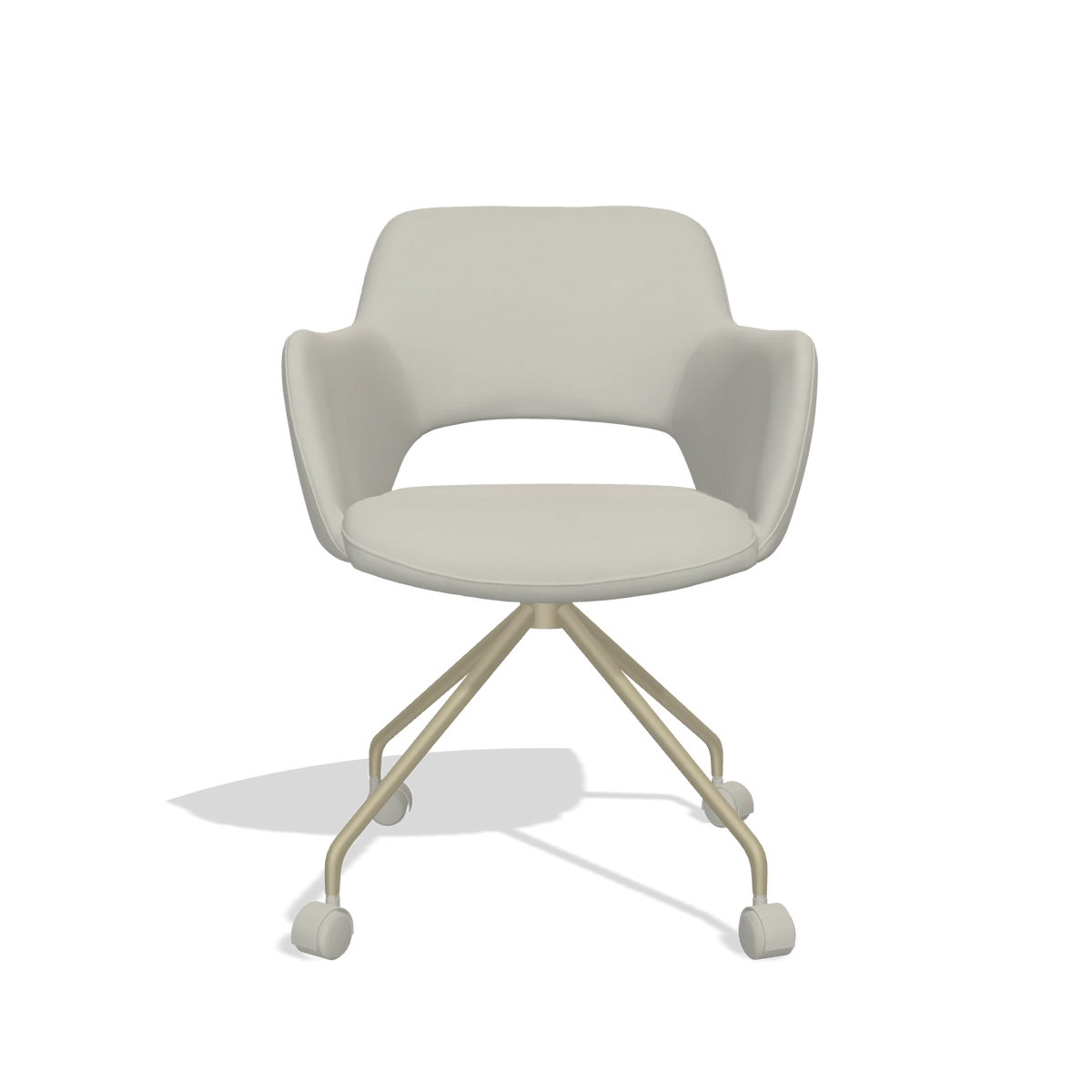Dining Chair Jolly 6517 in Leather B506 (light grey), champagne legs, front view
