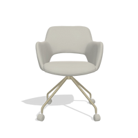 Dining Chair Jolly 6517 in Leather B506 (light grey), champagne legs, front view
