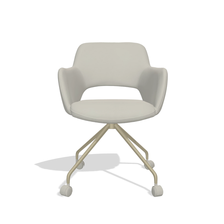 Dining Chair Jolly 6517 in Leather B506 (light grey), champagne legs, front view