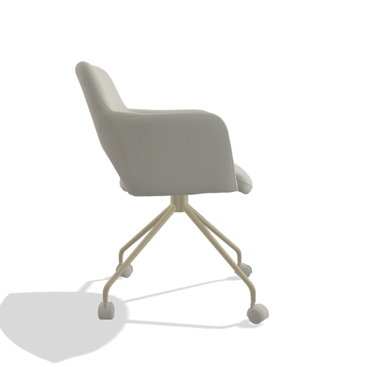 Dining Chair Jolly 6517 in Leather B506 (light grey), champagne legs, side view