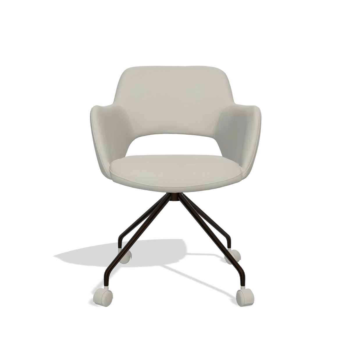 Dining Chair Jolly 6517 in Leather B506 (light grey), espresso legs, front view
