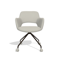 Dining Chair Jolly 6517 in Leather B506 (light grey), espresso legs, front view