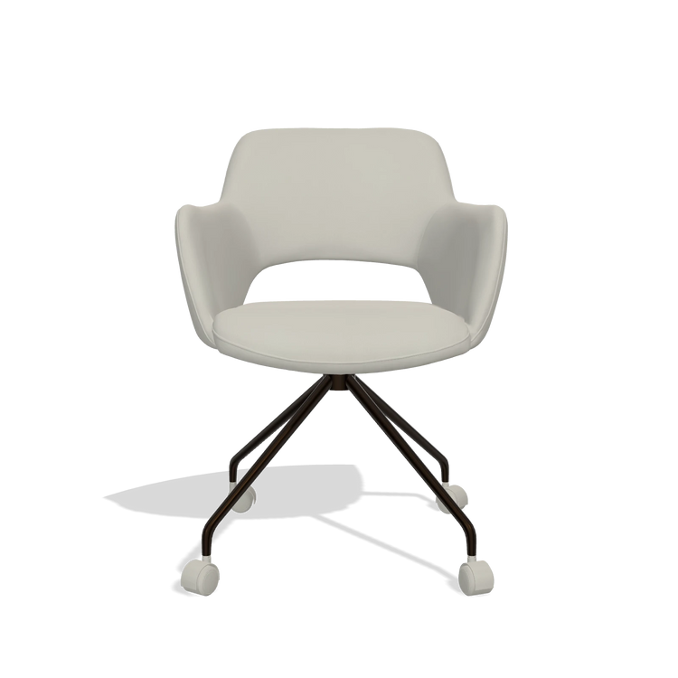 Dining Chair Jolly 6517 in Leather B506 (light grey), espresso legs, front view