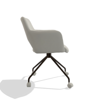 Dining Chair Jolly 6517 in Leather B506 (light grey), espresso legs, side view