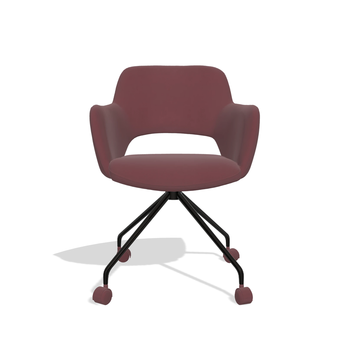 Silla de comedor Jolly 6517 en Piel B554 (marrón), patas en negro, vista frontal