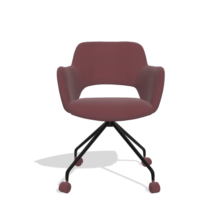 Silla de comedor Jolly 6517 en Piel B554 (marrón), patas en negro, vista frontal