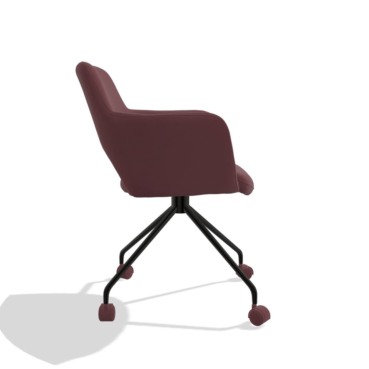 Silla de comedor Jolly 6517 en Piel B554 (marrón), patas en negro, vista lateral