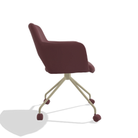 Silla de comedor Jolly 6517 en Piel B554 (marrón), patas en champán, vista lateral
