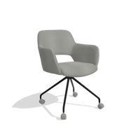 Dining Chair Jolly 6517 in Leather B967 (greige), black legs, angled view