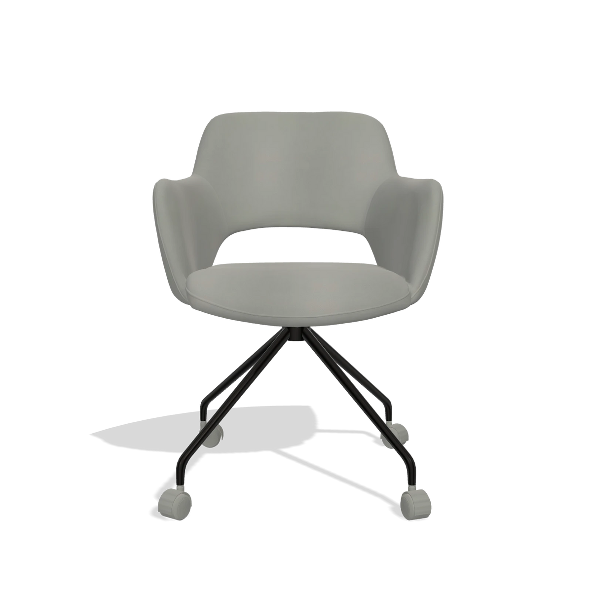 Dining Chair Jolly 6517 in Leather B967 (greige), black legs, front view