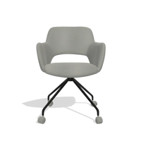 Dining Chair Jolly 6517 in Leather B967 (greige), black legs, front view