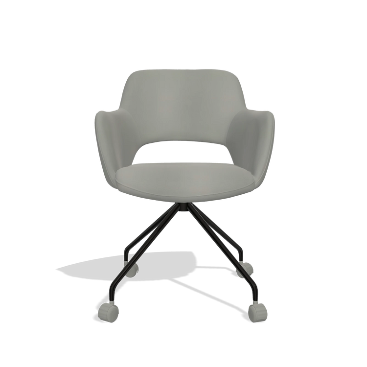 Dining Chair Jolly 6517 in Leather B967 (greige), black legs, front view