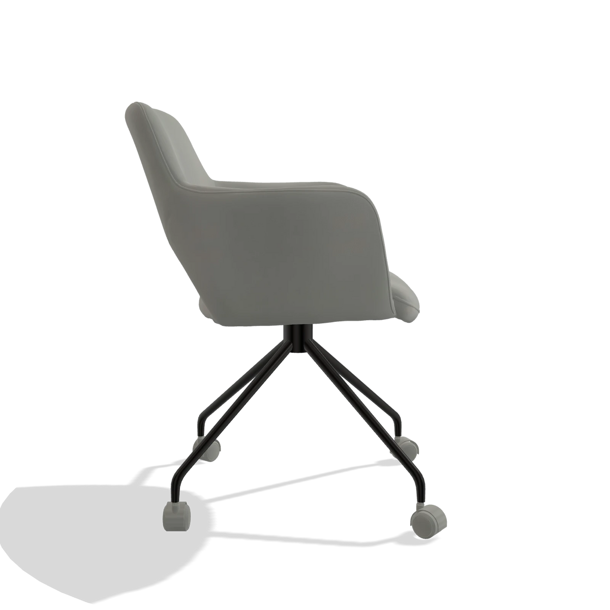 Dining Chair Jolly 6517 in Leather B967 (greige), black legs, side view