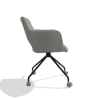 Dining Chair Jolly 6517 in Leather B967 (greige), black legs, side view