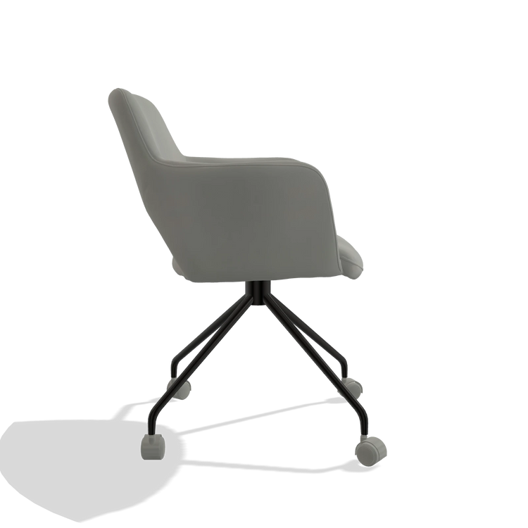 Dining Chair Jolly 6517 in Leather B967 (greige), black legs, side view