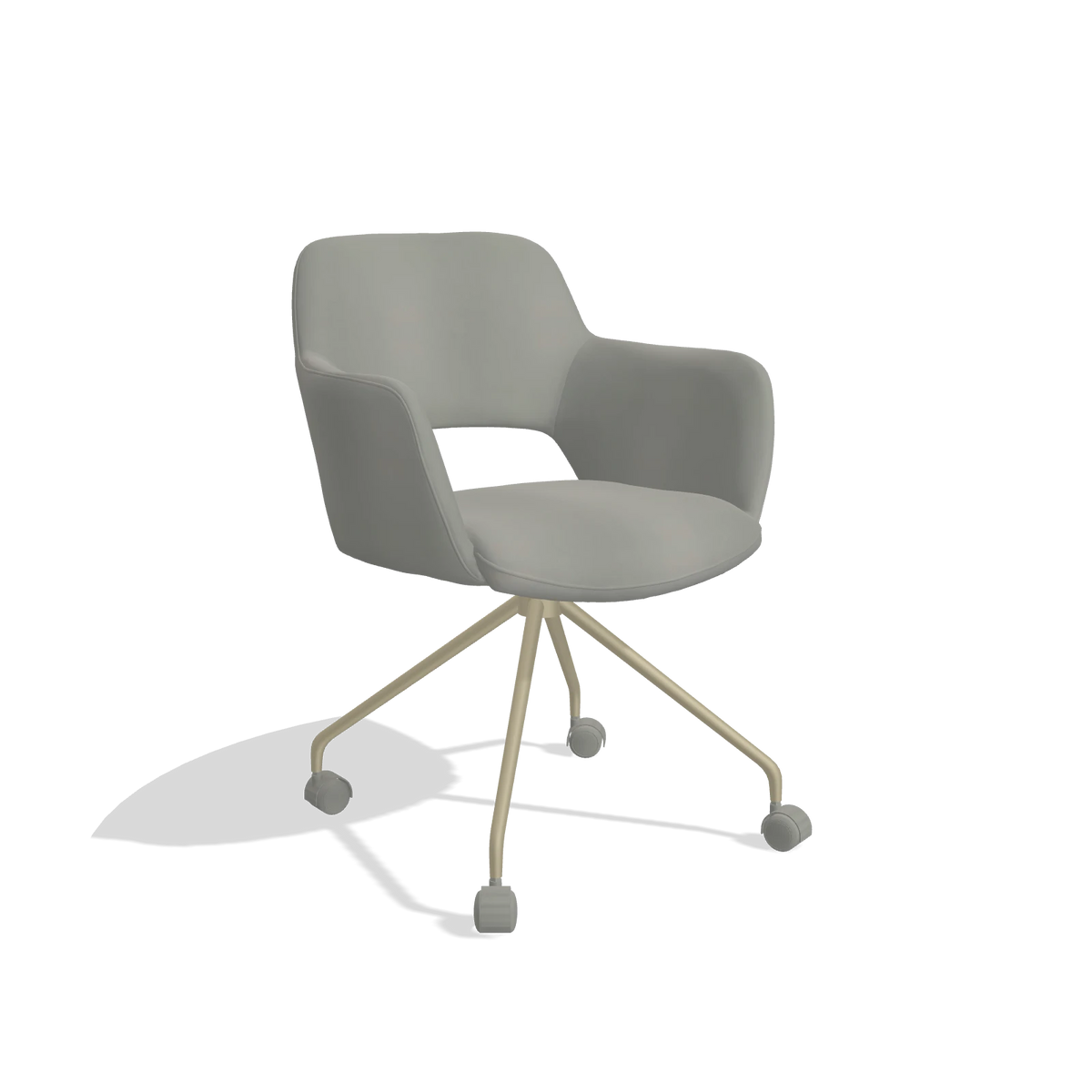Dining Chair Jolly 6517 in Leather B967 (greige), champagne legs, angled view