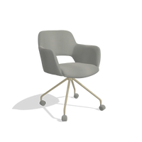 Dining Chair Jolly 6517 in Leather B967 (greige), champagne legs, angled view