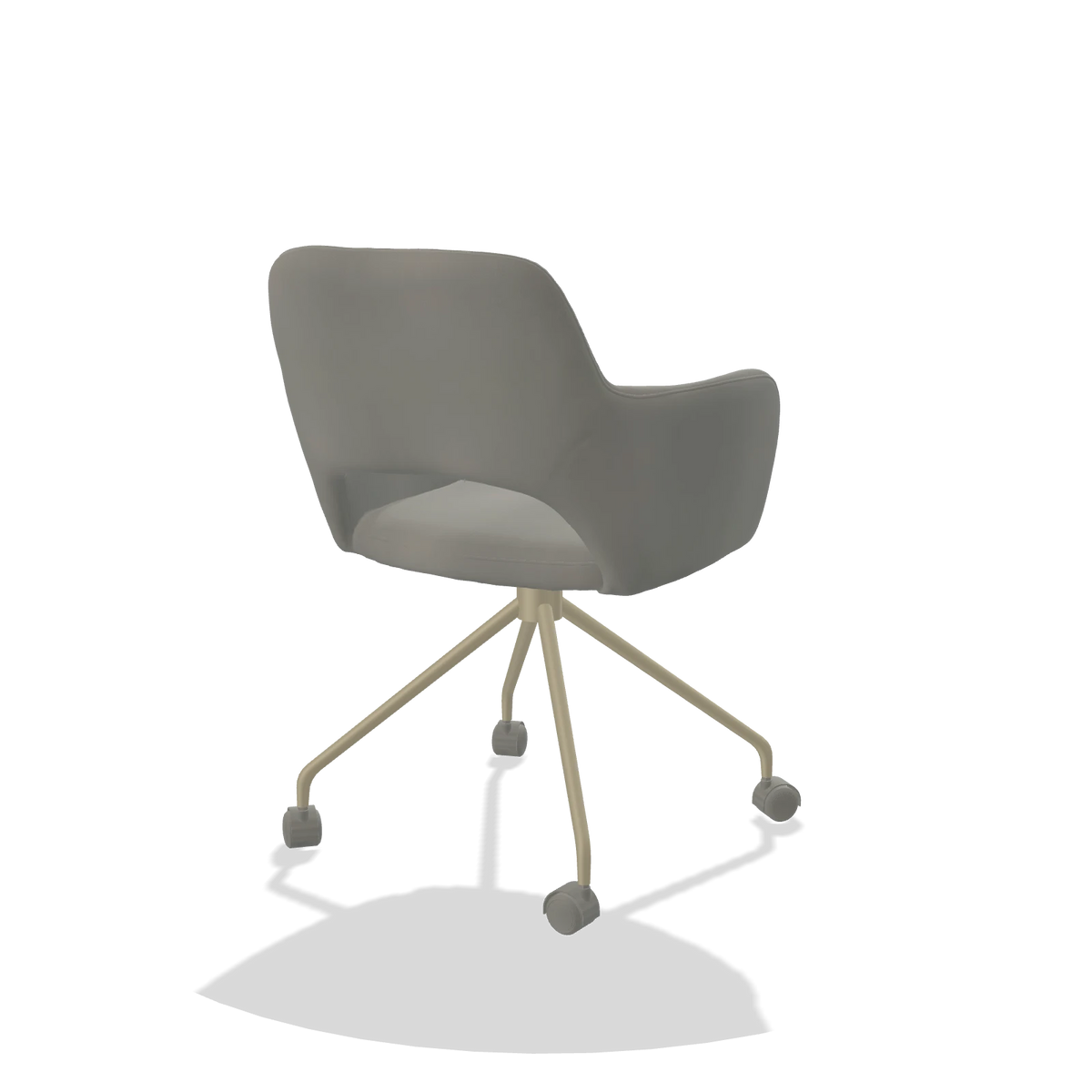 Dining Chair Jolly 6517 in Leather B967 (greige), champagne legs, back angled view