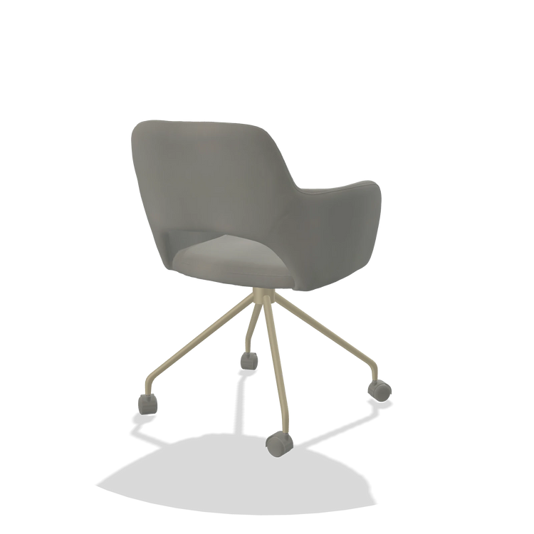Dining Chair Jolly 6517 in Leather B967 (greige), champagne legs, back angled view