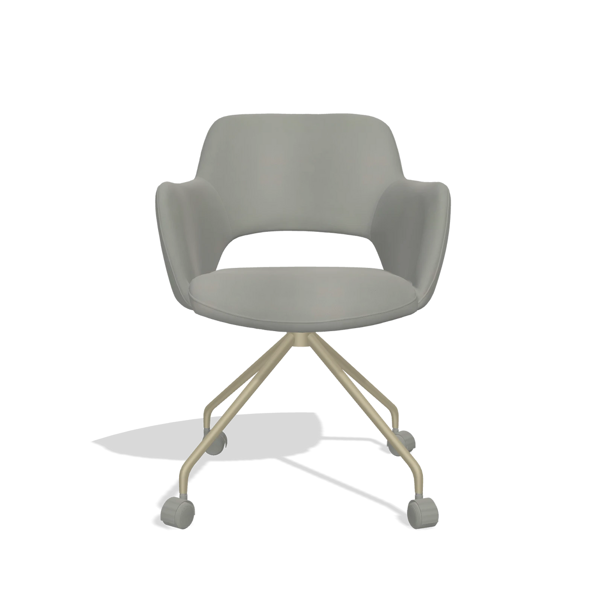 Dining Chair Jolly 6517 in Leather B967 (greige), champagne legs, front view