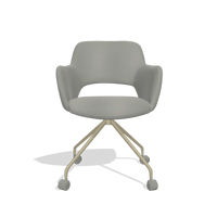 Dining Chair Jolly 6517 in Leather B967 (greige), champagne legs, front view