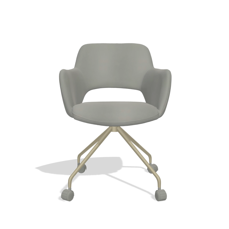 Dining Chair Jolly 6517 in Leather B967 (greige), champagne legs, front view