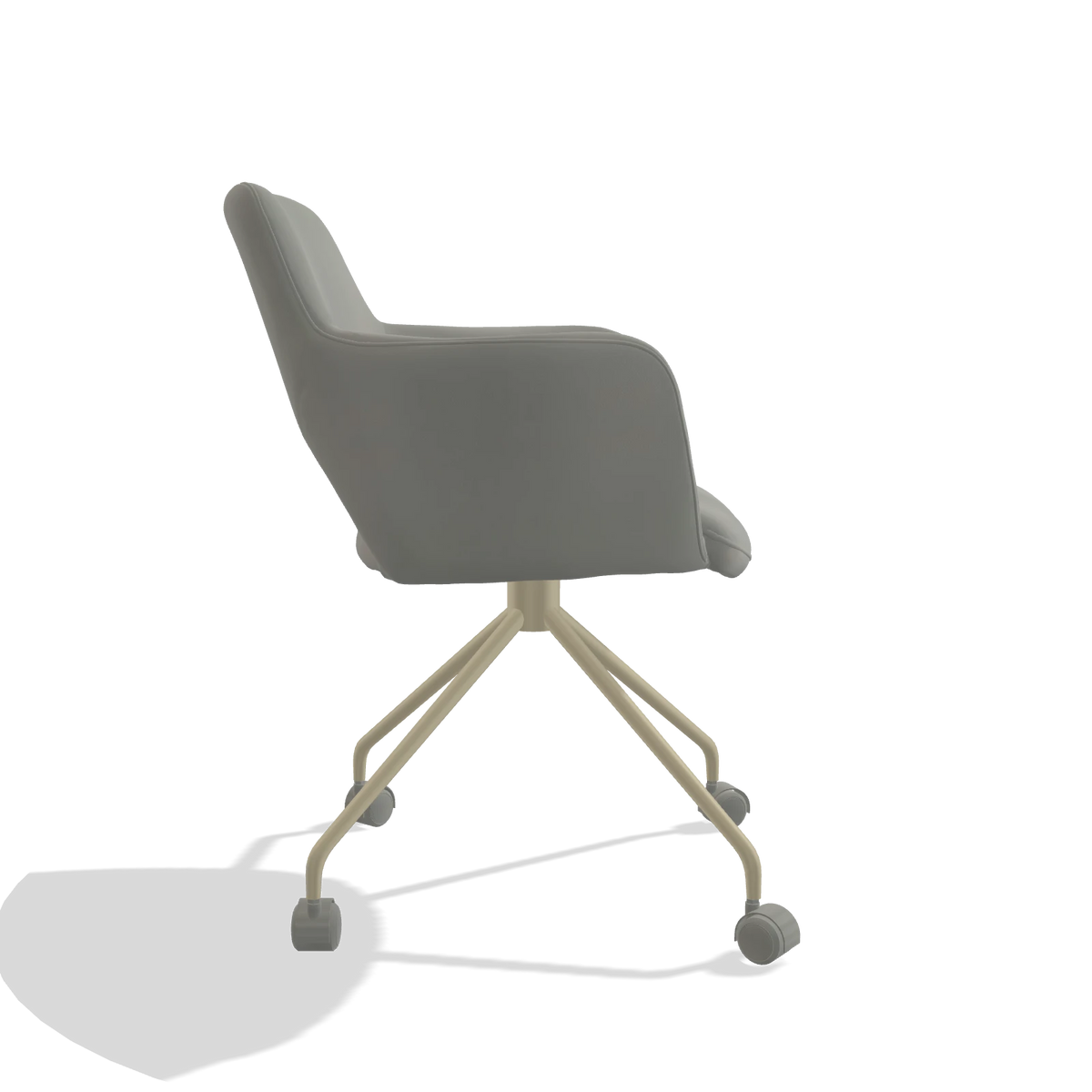 Dining Chair Jolly 6517 in Leather B967 (greige), champagne legs, side view