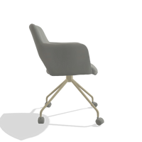 Dining Chair Jolly 6517 in Leather B967 (greige), champagne legs, side view
