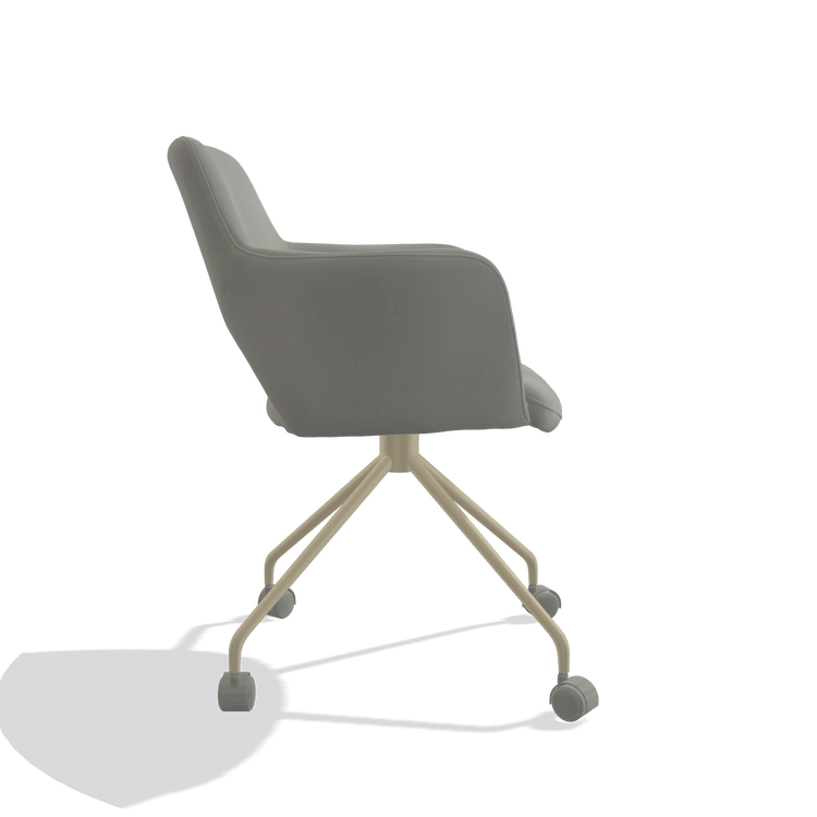 Dining Chair Jolly 6517 in Leather B967 (greige), champagne legs, side view