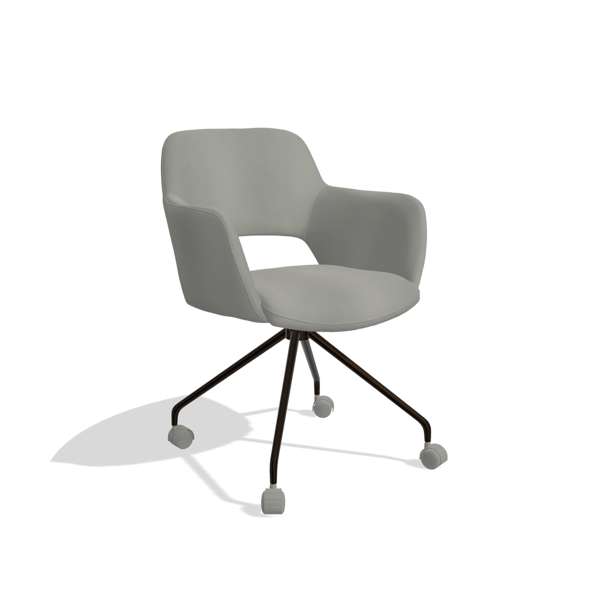 Dining Chair Jolly 6517 in Leather B967 (greige), espresso legs, angled view
