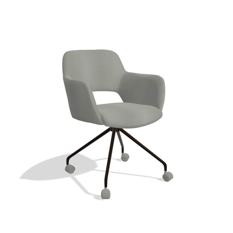 Dining Chair Jolly 6517 in Leather B967 (greige), espresso legs, angled view