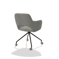 Dining Chair Jolly 6517 in Leather B967 (greige), espresso legs, back angled view