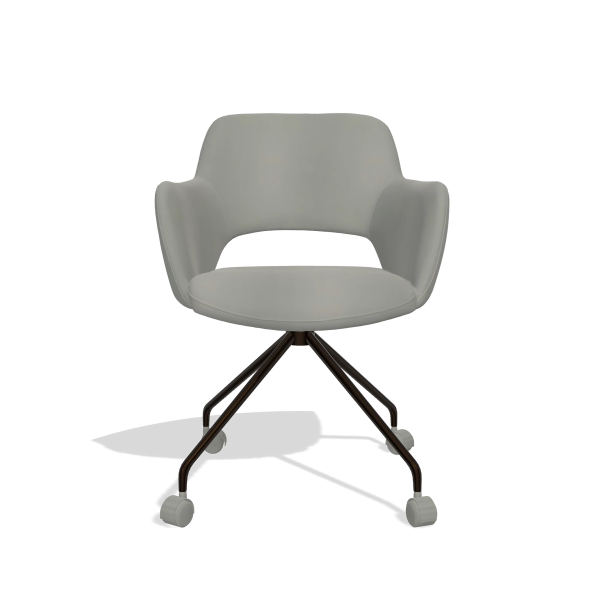 Dining Chair Jolly 6517 in Leather B967 (greige), espresso legs, front view