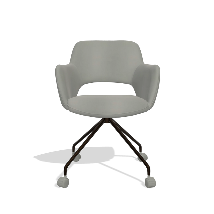 Dining Chair Jolly 6517 in Leather B967 (greige), espresso legs, front view