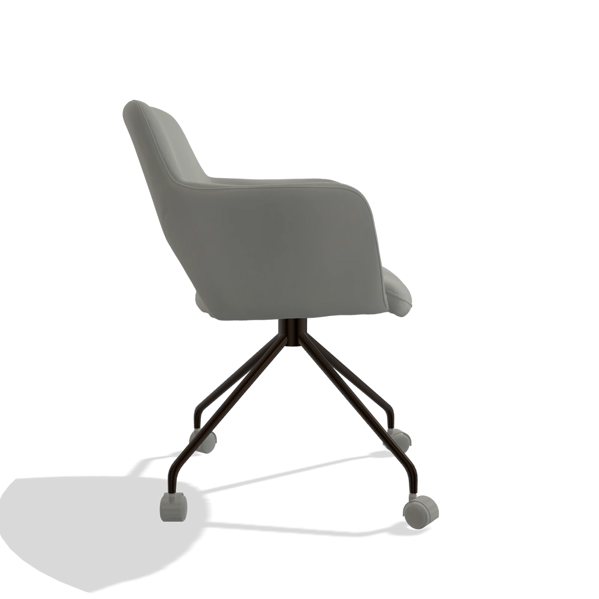 Dining Chair Jolly 6517 in Leather B967 (greige), espresso legs, side view