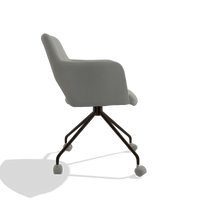 Dining Chair Jolly 6517 in Leather B967 (greige), espresso legs, side view