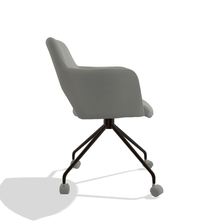 Dining Chair Jolly 6517 in Leather B967 (greige), espresso legs, side view