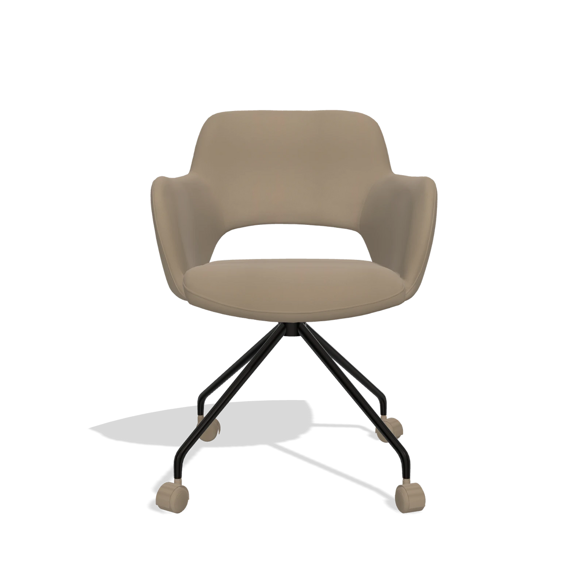 Dining Chair Jolly 6517 in Leather B968 (taupe), black legs, front view
