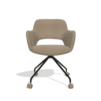 Dining Chair Jolly 6517 in Leather B968 (taupe), black legs, front view
