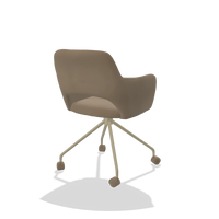 Dining Chair Jolly 6517 in Leather B968 (taupe), champagne legs, back angled view